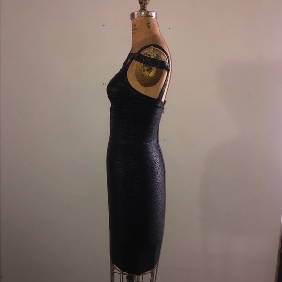 [Gstudio] Black Leather effects Cutout Sexy Bandage Body-con Mini Corset Dress - Picture 6 of 16